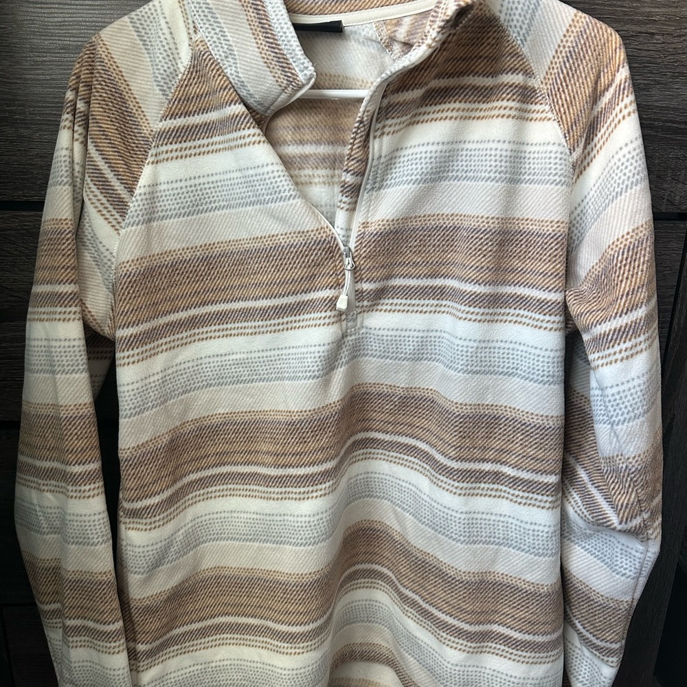 Eddie Bauer Brown and Cream Half-Zip Sweater